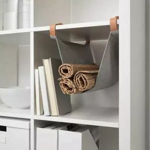 IKEA Kallax Hanging Organizer Gray with Leather